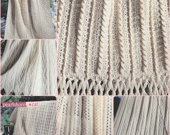 6 Fisherman's Crochet Blanket Patterns, Winter Warm Fair Isle Aran Throw Afghan, Bulky Chunky 1980s, Instant Digital Download pdf E-book