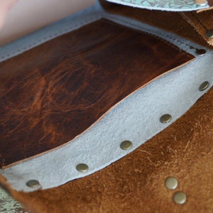 Bison Leather and Turquoise Leather Skeleton Key Handbag or - Etsy