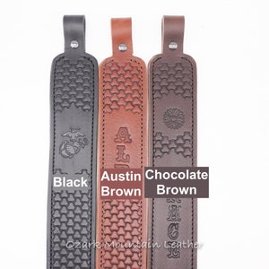 Personalized leather Strap or sling customizable with name or initials three colors to choose from image 3