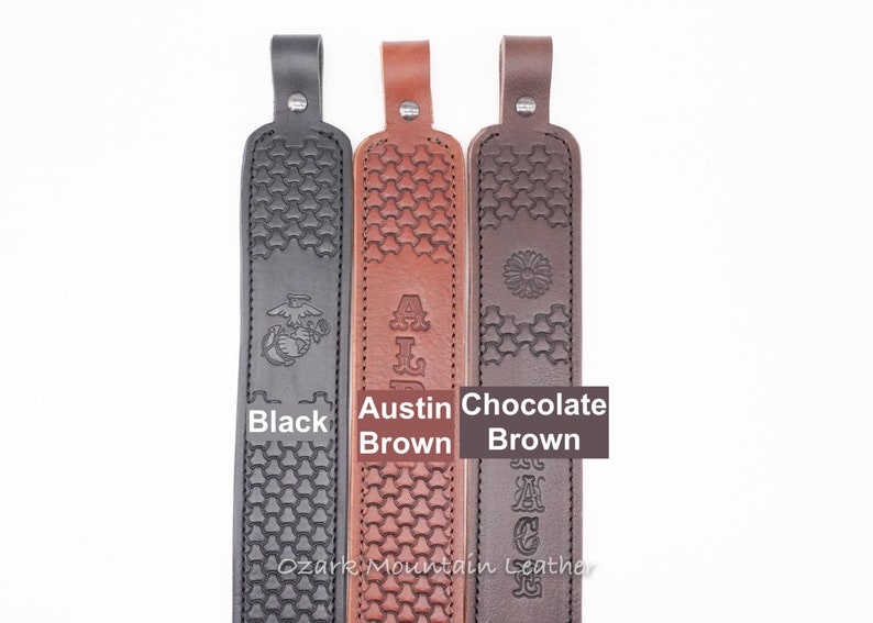 Personalized leather Strap or sling customizable with name or initials three colors to choose from image 3