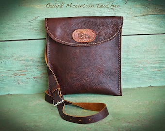 Bison  Leather Crossbody Bag with adjustable shoulder strap