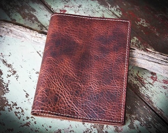 Custom Bison Leather Bible Cover, Personalized Book Cover, Handmade Leather Bible Case Made in USA