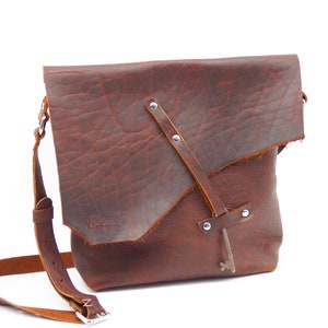 Bison  Leather Crossbody Bag with adjustable shoulder strap