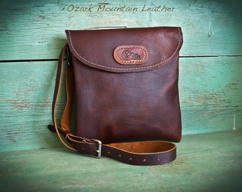 Bison  Leather Crossbody Bag with adjustable shoulder strap