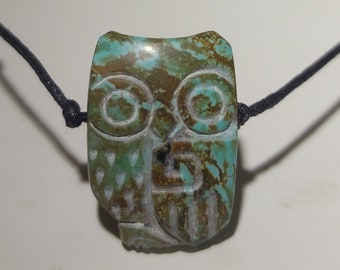 Owl Necklace, Hawlite Stone Hand Carved by Timucin Cakaloz