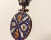 Mosaic Stone Necklace, Anglo Saxon Jewellery, Copper Material, Silver Chain