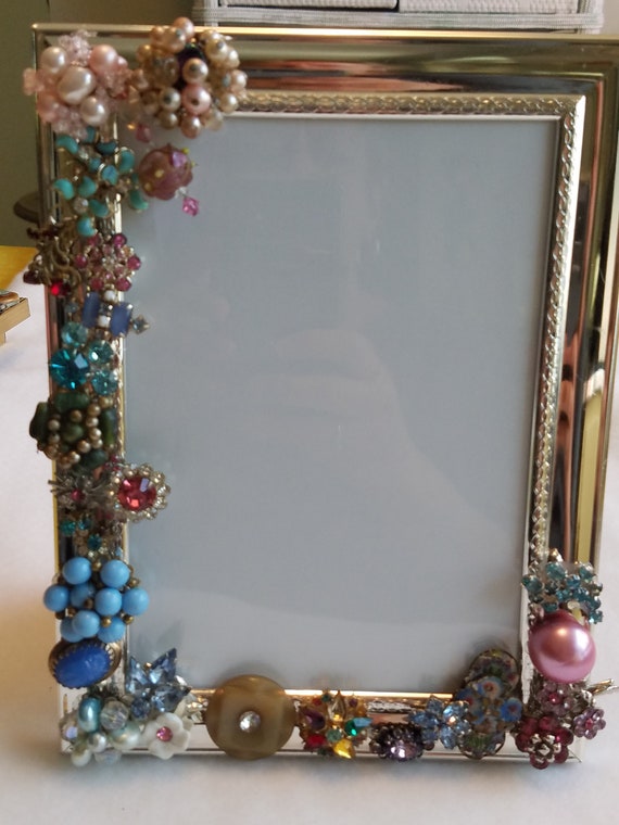 Embellished Vintage Jewelry Picture Frame Image 0