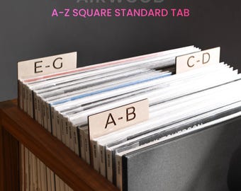 Custom Alphabetical Vinyl Record Dividers: Square Standard Tab, Laser Cut MDF, Made in USA