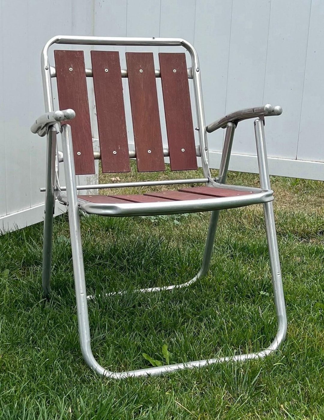 Aluminum Folding Vintage Wooden Slat Folding Chairs Vintage