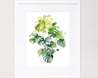 Monstera (stampa di arte dell'acquerello)