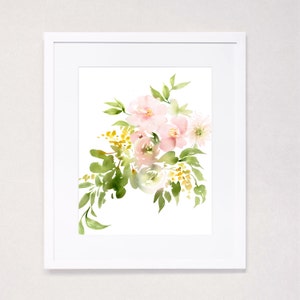 Blush Garden Bouquet Watercolor Art Print