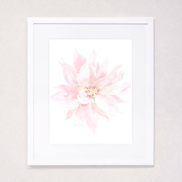 Blush Cafe Au Lait Dahlia Floral Watercolor Art Print