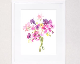 Sweet Pea Bunch (Watercolor Art Print)