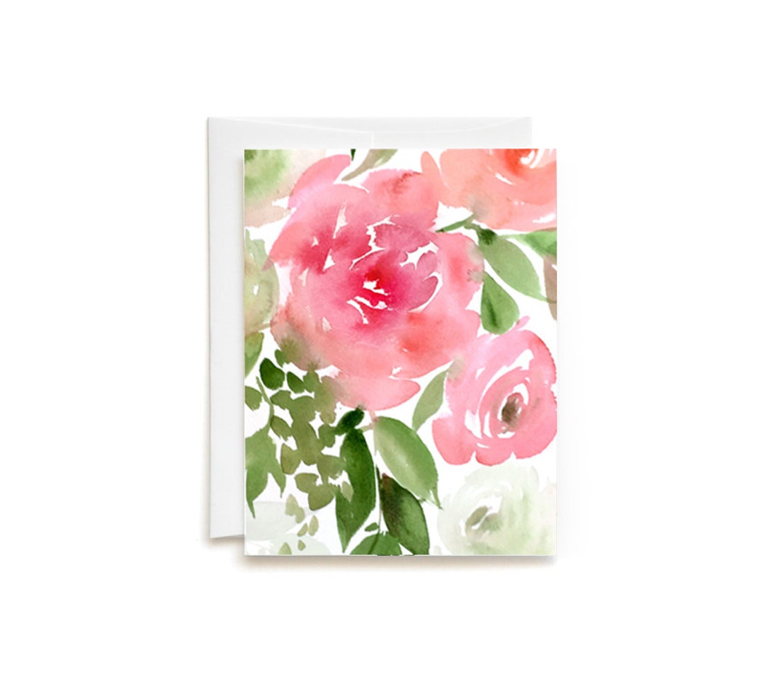 Watercolor Spring Bouquet II Blank Greeting Card - Etsy