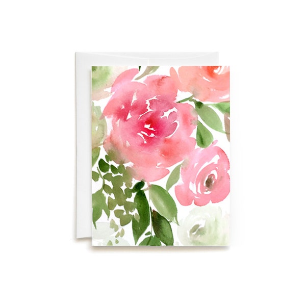 Acquerello Spring Bouquet II vuoto Greeting Card