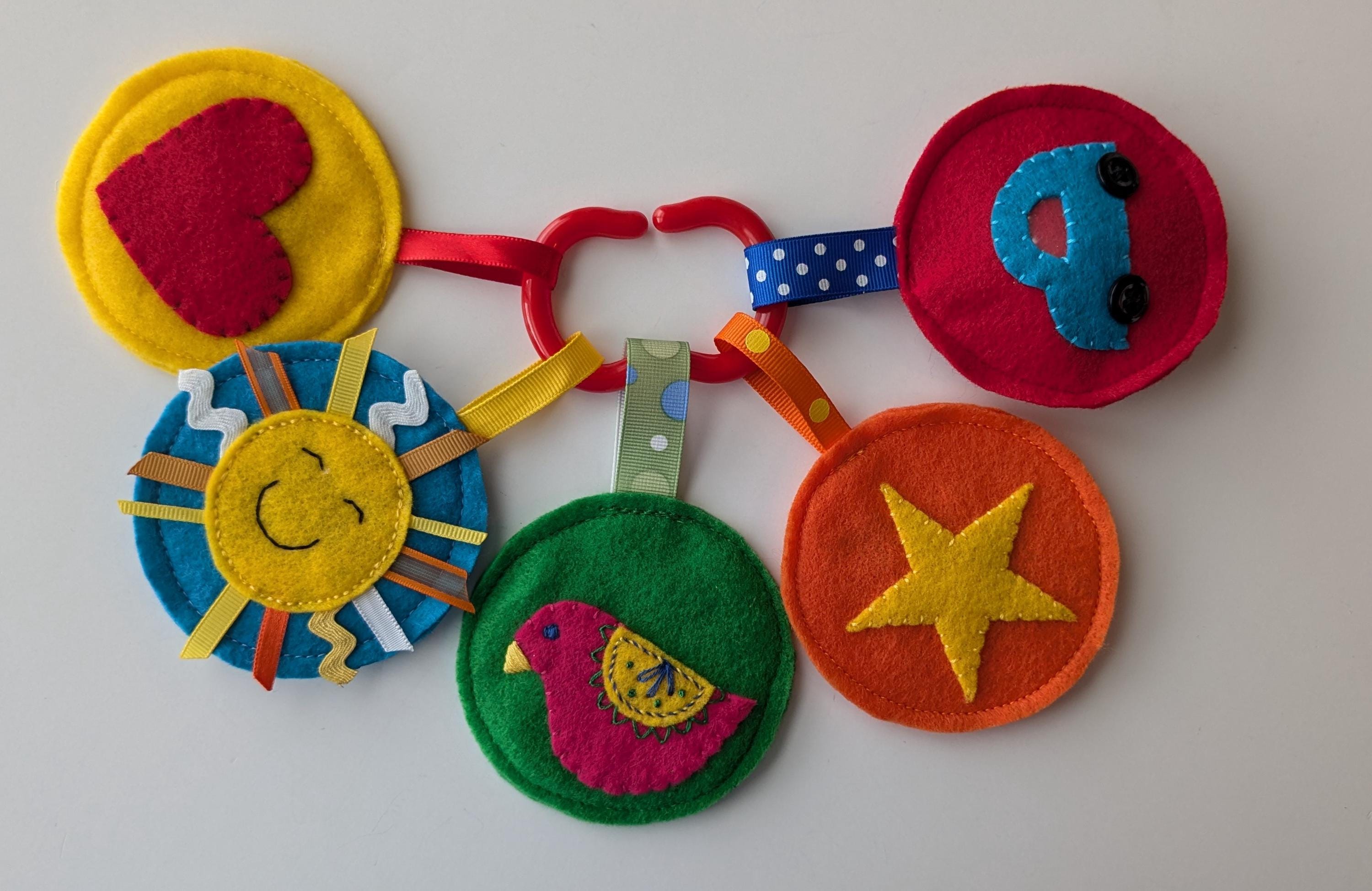 Colorful Felt Tactile Toy for Babies and Toddlers - Stroller and Car Seat Toy - Handmade