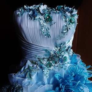 Blue rose wedding dress cheap