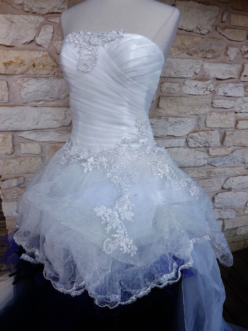 CUSTOM Handmade Wedding Dress Mini Plus Tail Ivory Blue Purple - Etsy