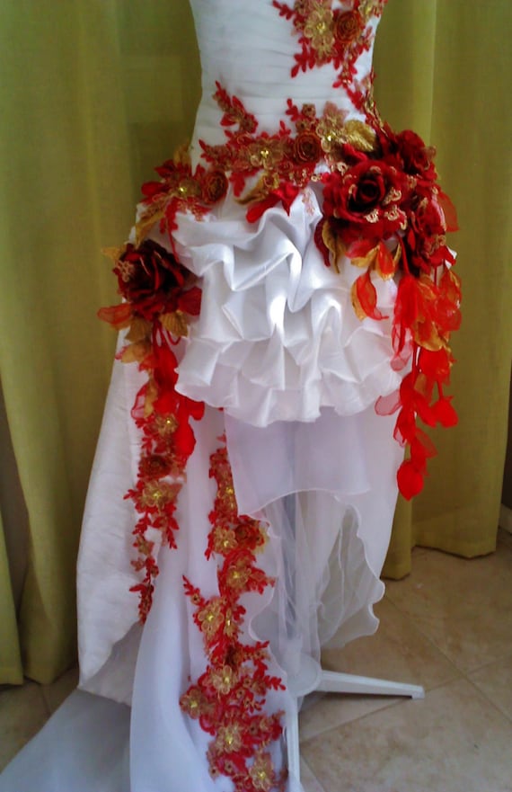 strapless open back dress White and Red Floral Maxi Dress with Criss Cross Back