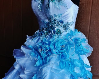 新作ROSE & FLEURS ミントブルー ドレス S 新作ROSE & FLEURS ミントブルー ドレス S