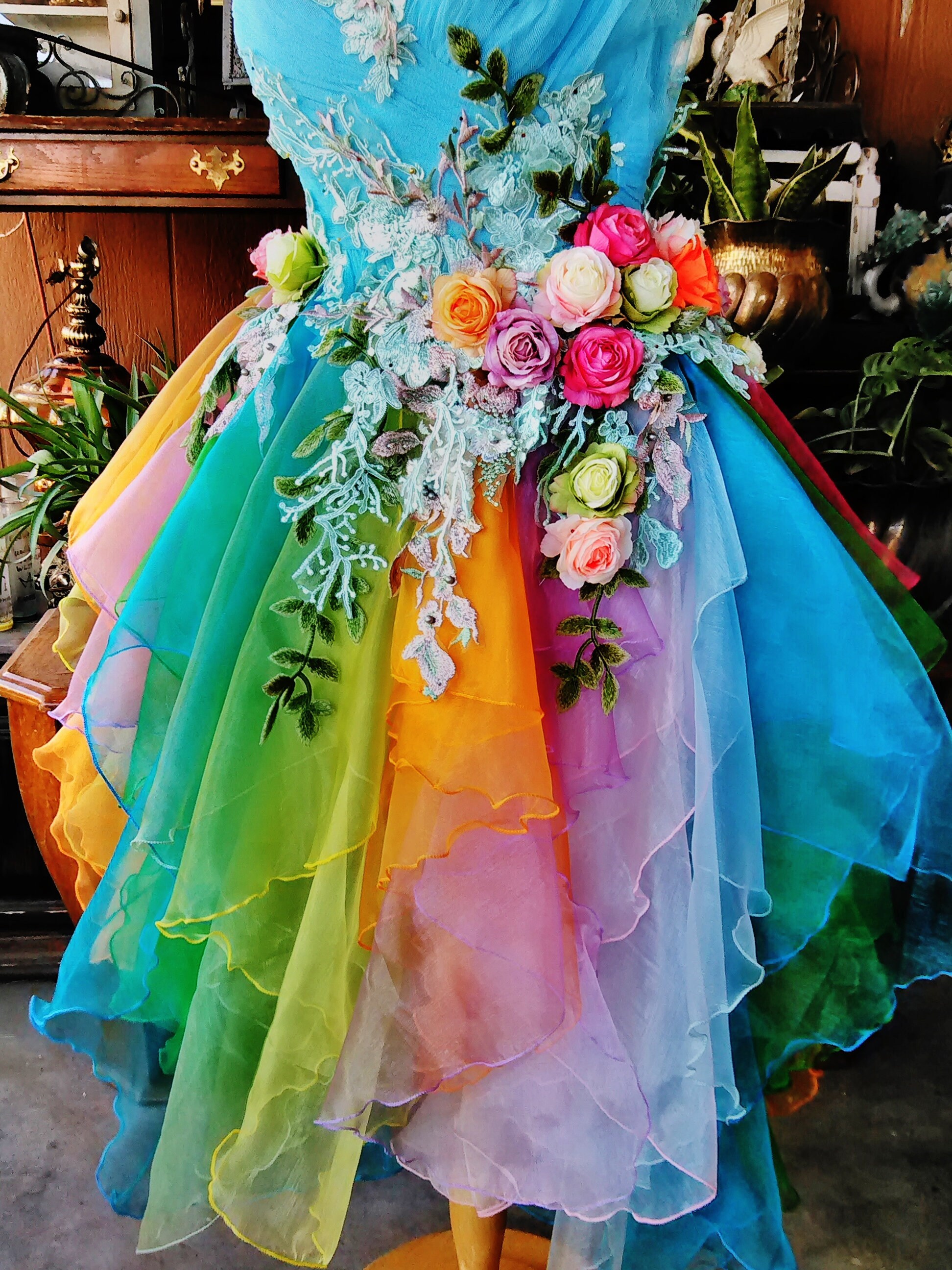 rainbow wedding dress