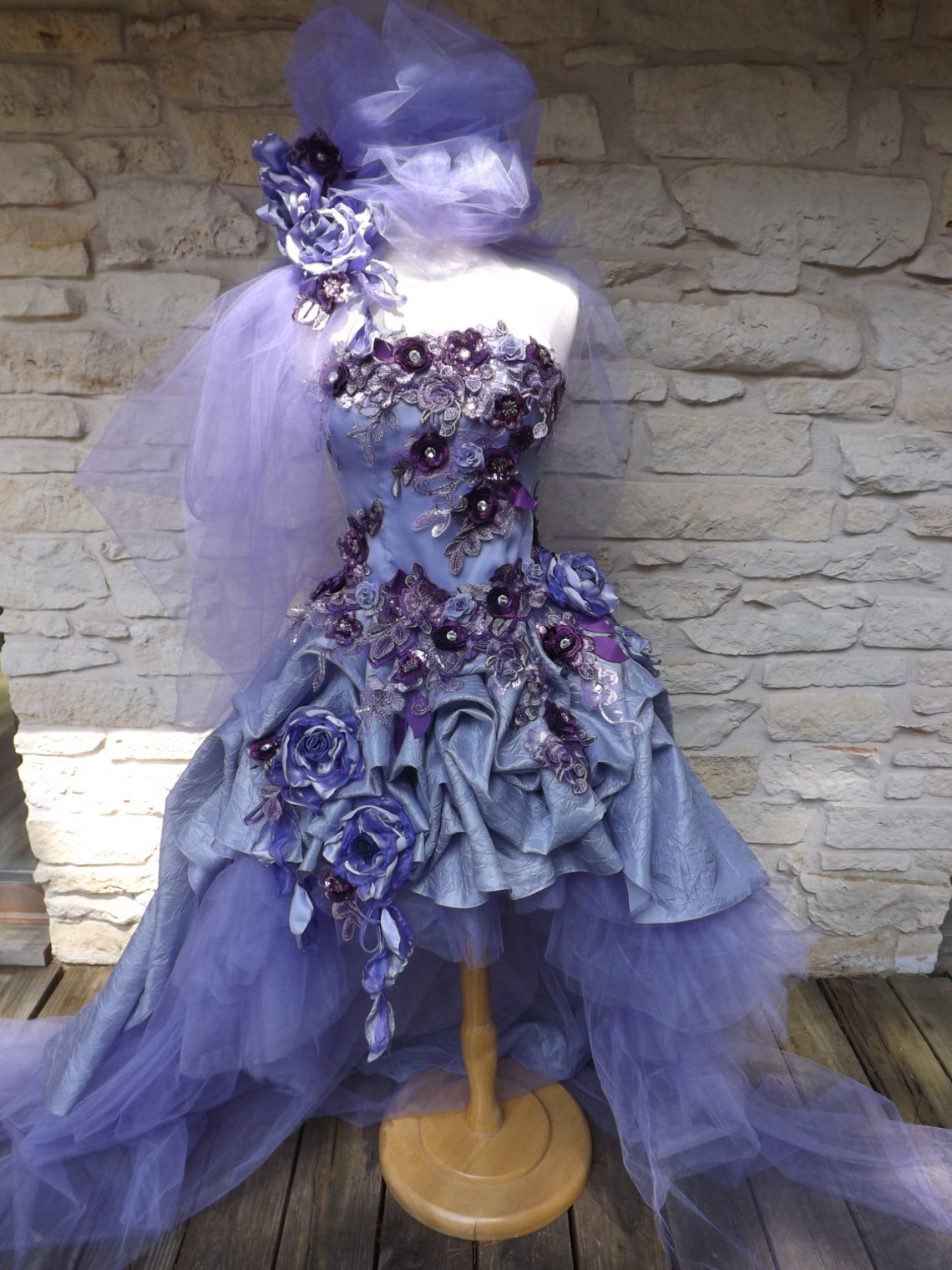 MADE TO ORDER Lilac Victorian Wedding Dress Mini Plus Tail - Etsy