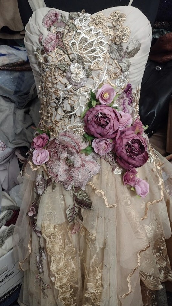 steampunk pink dress Pink Steampunk Overbust Lace Dress Steampunk Outfit