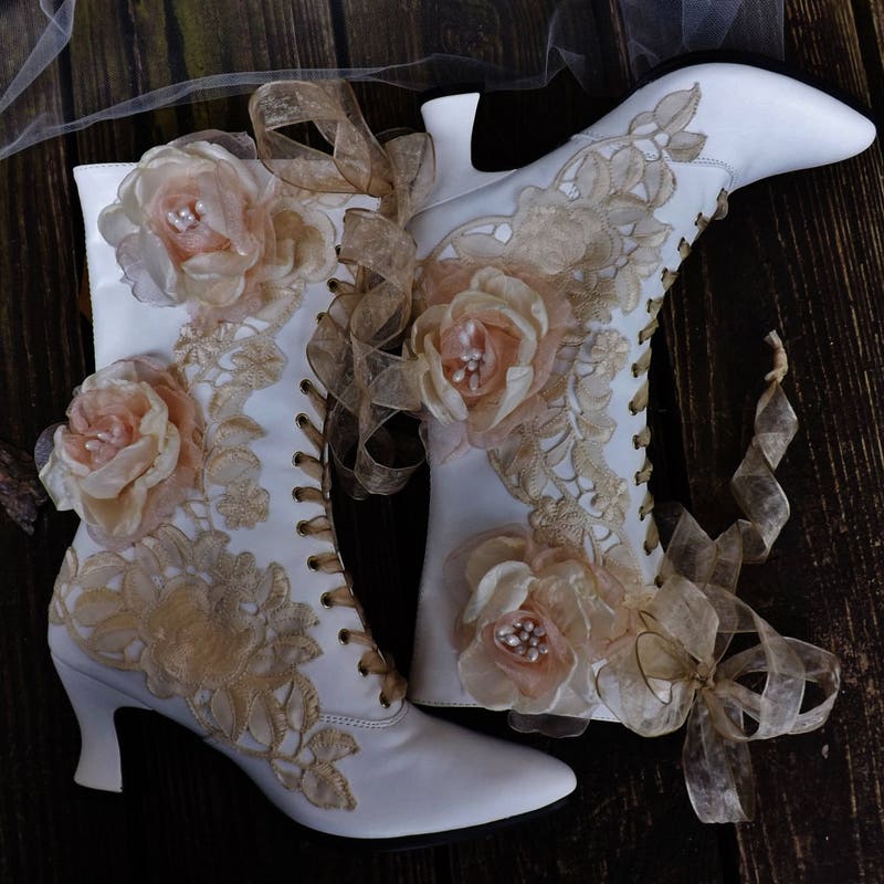 Wedding Lace Boots Etsy