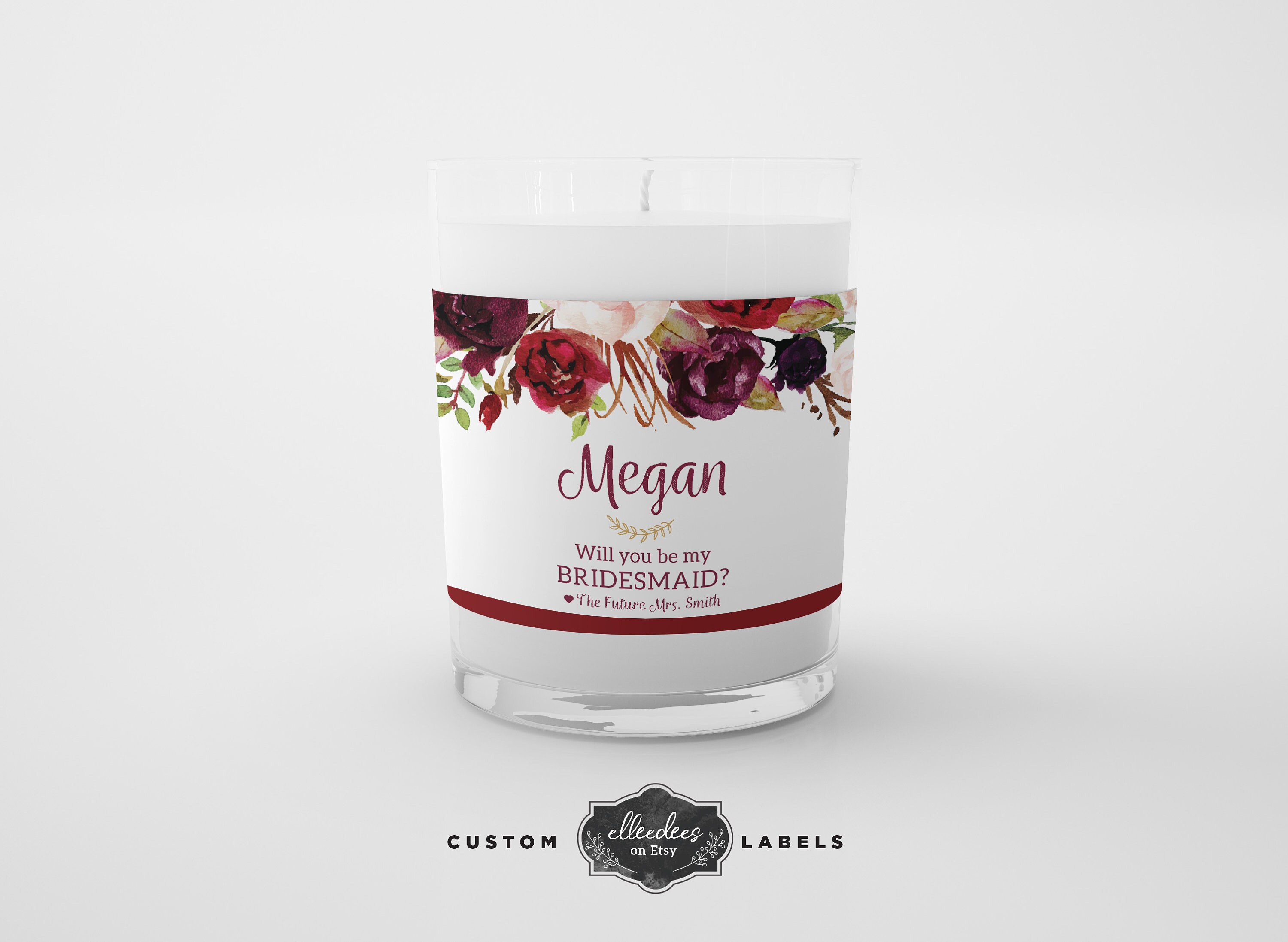Custom Candle Label for Bridesmaid Wedding Party Gift // Will | Etsy
