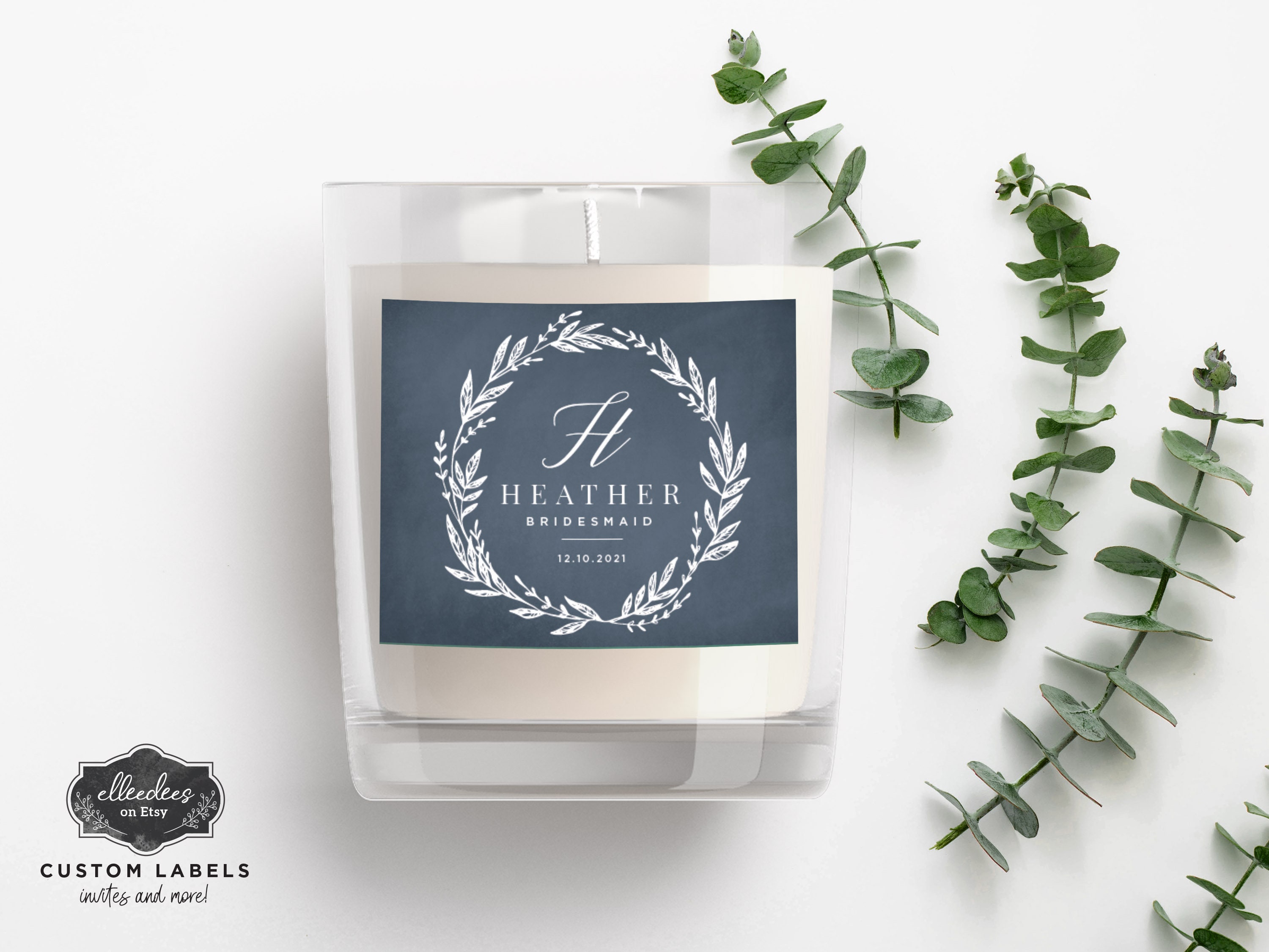 Create Your Own Text Candle Label // Monogram Labels // Etsy