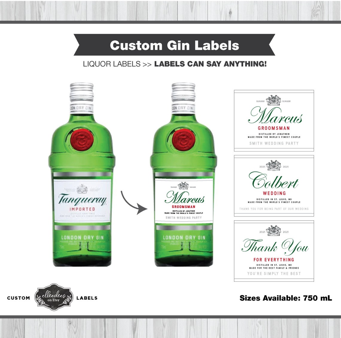 Custom Gin Labels // Birthday Gin Gift // Liquor Labels // Etsy