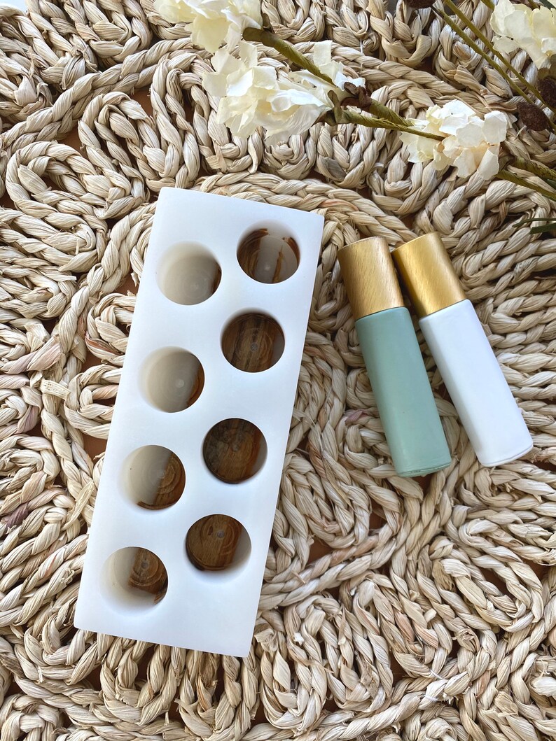 White Essential Oil Roller Bottle Holder / Wood and Resin Etsy