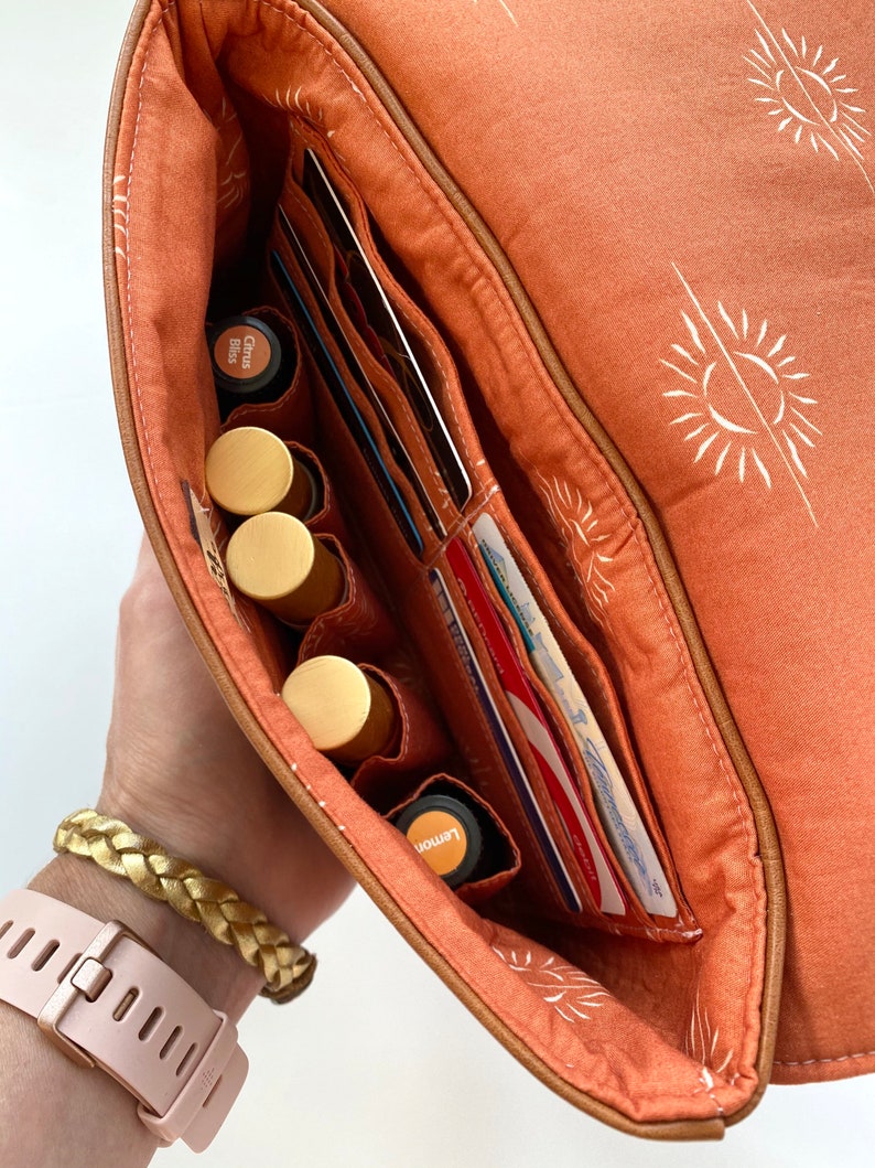 Essential Oil Wallet Brown Faux Leather Essential Oil Clutch Boho Essential Oil Clutch