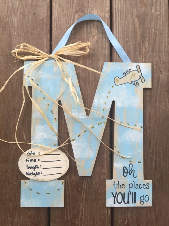 Baby Boy Nursery, Baby Boy Door Hanger, Baby Girl Door Hanger, Plane  Nursery Hanger, Airplane Door Hanger, Hospital Door Hanger, Birth Annou 