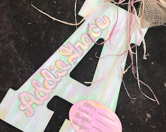 Nursery door hanger, hospital door hanger, baby girl door hanger
