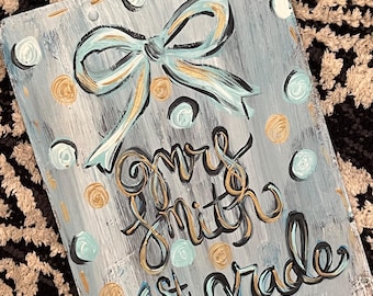 painted clipboard, teacher clipboard, personalized clipboard , bow clipboard , teacher gifts.