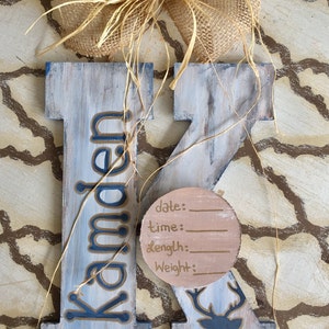 Baby boy door hanger , Boy&#39;s nursery, birth announcment door hanger, antler decor, antler nursery, boy door hanger, hospital door hanger