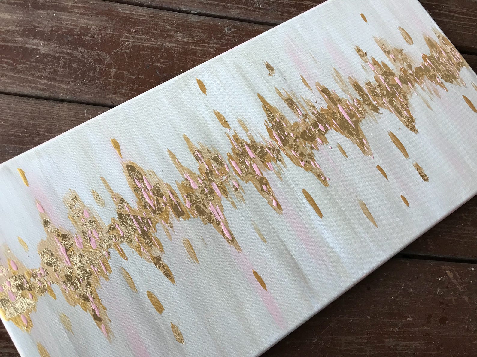 Heartbeat Painting Heartbeat Canvas Sonogram Painting Gold Etsy