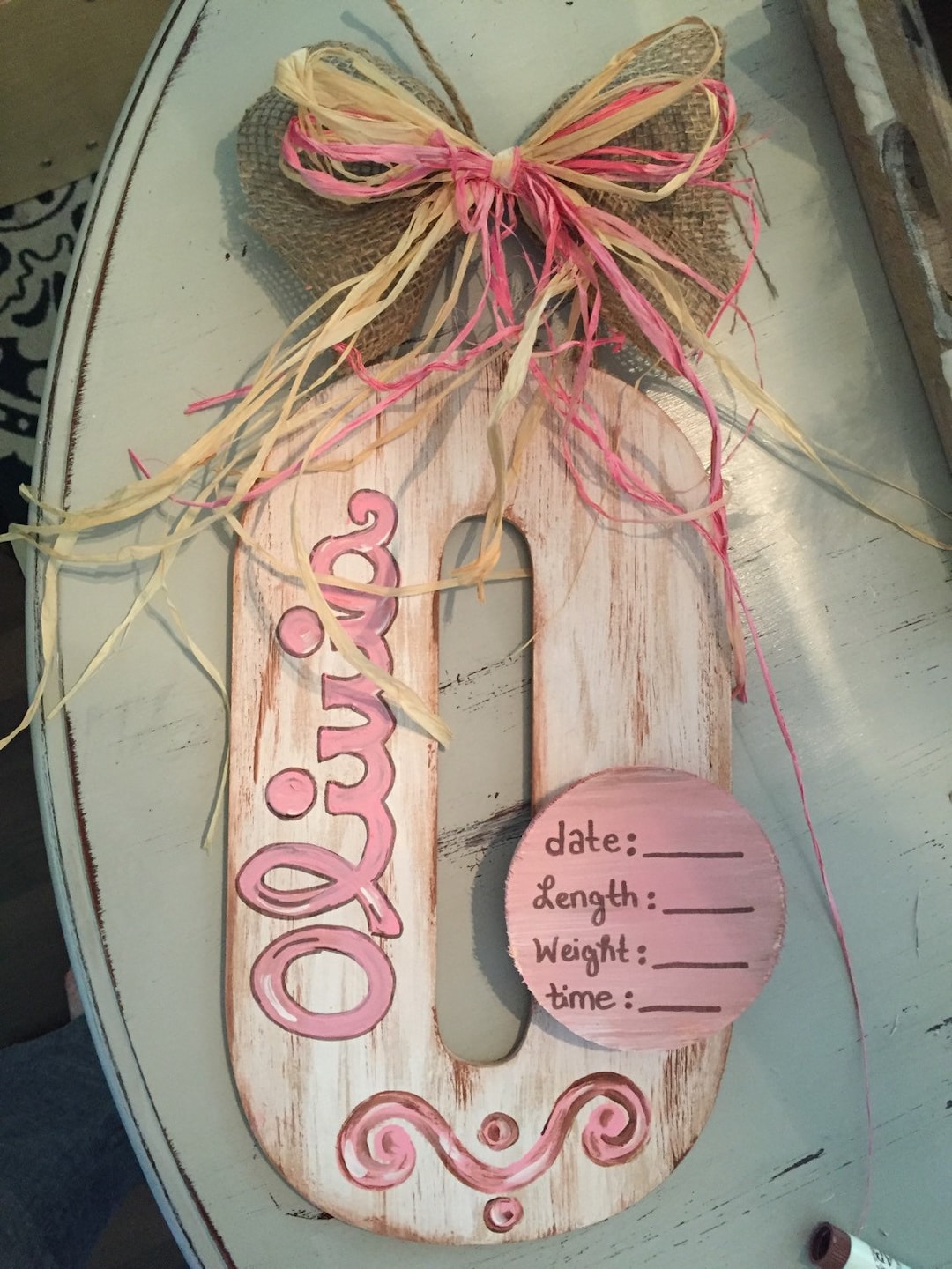 Baby Girl Door Hanger, Baby Girl Nursery, Baby Boy Door Hanger