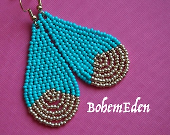 Beadweaving Tutorial: Seed Bead Teardrop Earrings (Digital Download)