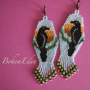 Ravens on Bough Earring Pattern: Seed Bead Fringe (PDF Pattern)