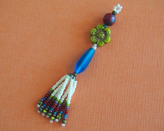 festive flower walk! Czech & sea glass boho seed bead tassels for jewelry design or purchase as earrings or necklace. tassel accessory