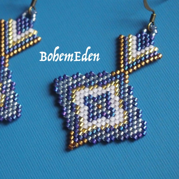 beadwork pattern: Aqa Bozorg mosque inspired Delica seed bead brick stitch earrings pattern. download only. MUST KNOW brick stitch.