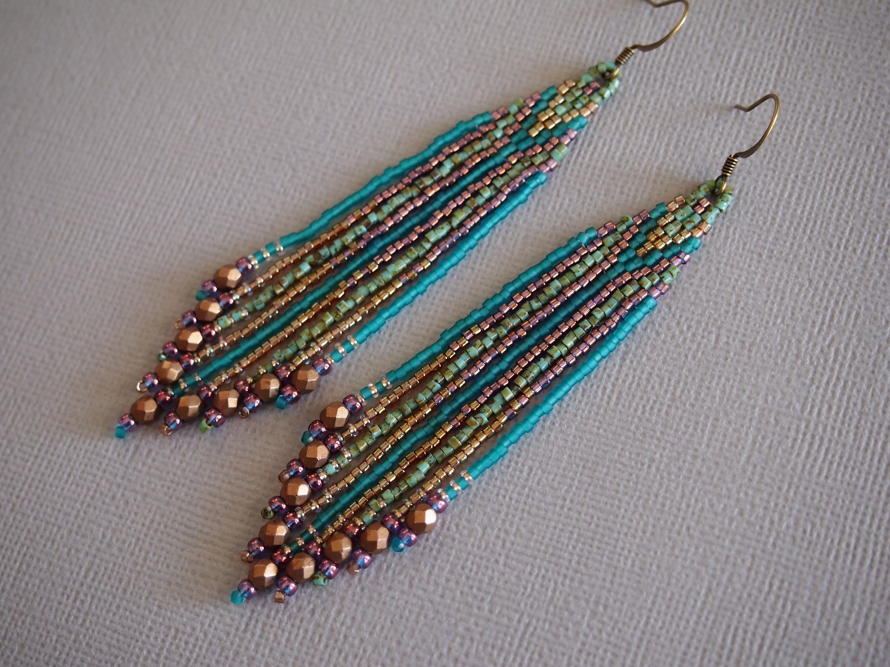 Forest Path: Teal, Purple, Dark Gold, and Bronze Beaded Fringes With ...
