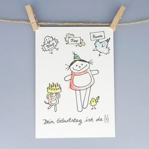 Geburtstag Karte Piep Piep Hurra Dein Geburtstag ist da / Geburtstagskarte und personalisierte Karte mit Namen vom Geburtstagskind