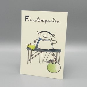 DinA5 Bild Physiotherapeutin / Karte Füsioterapeutin Beruf aus Kindermunde / Beruf Illustration / personalisiert / Geschenk Mitarbeiterin