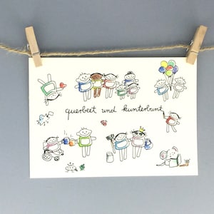 partout et coloré, carte avec dicton, carte postale avec devise par nini san