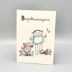 Gerente de Projeto de Imagem DinA 5 Cartão Brojektmänägarin Profissão dos lábios infantis