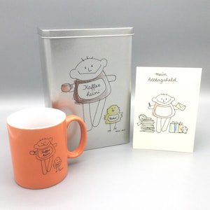 Homeoffice Kaffeeheini Set by nini san coffee can, cup and thank you card
