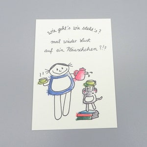 wie geht's wie steht's Einladungskarte Lust auf ein Pläuschchen ?  personalisierte Karten / nini san Postkarte